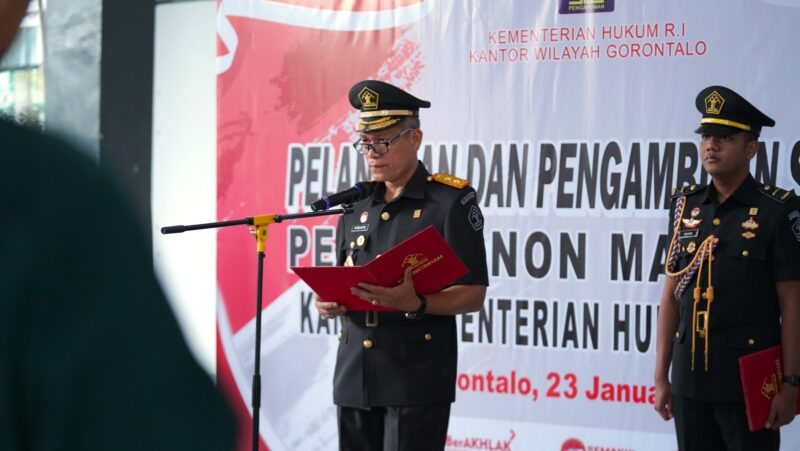Pelantikan sejumlah Pejabat Non Manajerial di lingkungan Kanwil Kemenkumham Gorontalo.